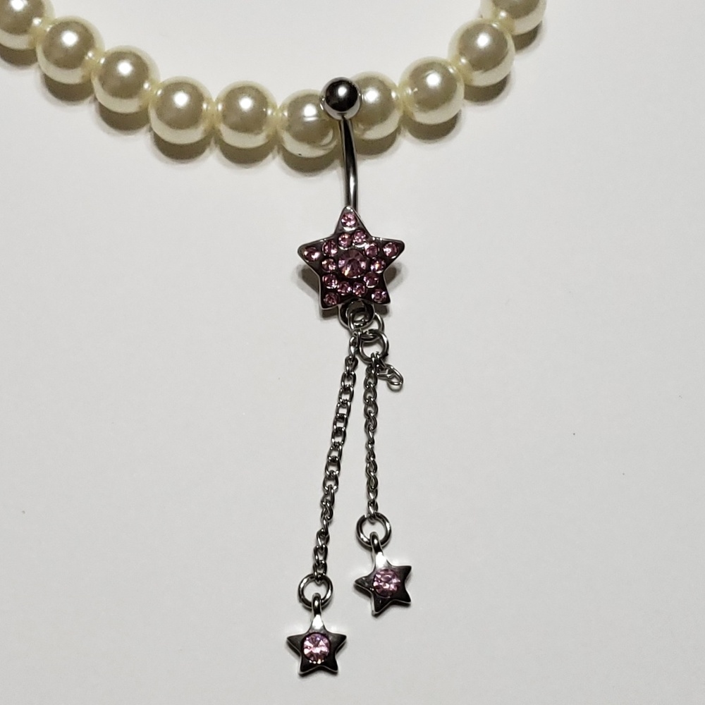 🆕️ Pink Star Dangling Belly Ring